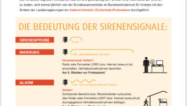 Sirenenprobe und „AT-Alert“ am 5. Oktober